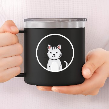 Discover Cat Grey 14oz Stainless Steel Tumblers