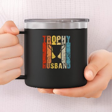 Discover Trophy Husband 70's 80's Retro Distressed Funny Gi 14oz Stainless Steel Tumblers