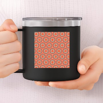 Discover Vintage Red Dotted Circle Flower Pattern 70s 80s 14oz Stainless Steel Tumblers