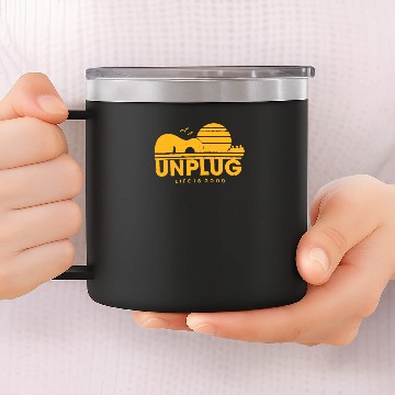 Discover Unplug Life Is 14oz Stainless Steel Tumblers