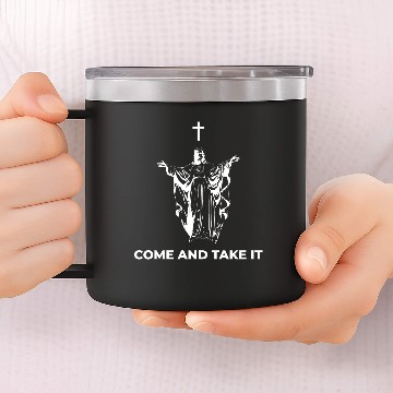Discover COME AND TAKE IT (#FFFFFF) 14oz Stainless Steel Tumblers