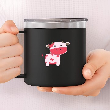 Discover Cute Strawberry Cow 14oz Stainless Steel Tumblers