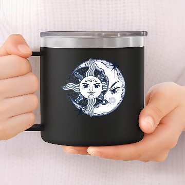 Discover Gorgeous Moon and Sun 14oz Stainless Steel Tumblers