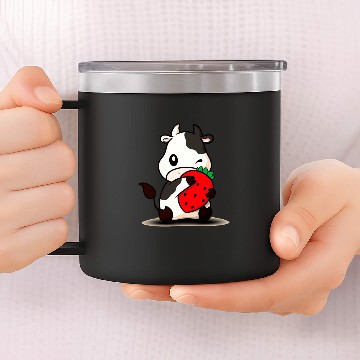 Discover Strawberry Cow 14oz Stainless Steel Tumblers