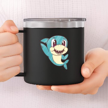 Discover Waving baby shark 14oz Stainless Steel Tumblers