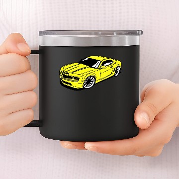 Discover Yellow Beast – Muscle Car Art 14oz Stainless Steel Tumblers