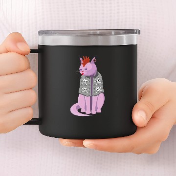 Discover Punk Rock Cat 14oz Stainless Steel Tumblers