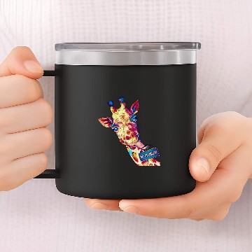 Discover Giraffe fun birthday ART 14oz Stainless Steel Tumblers