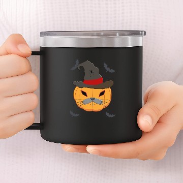Discover Halloween pumpkin cat face 14oz Stainless Steel Tumblers