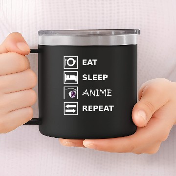 Discover Eat Sleep Anime Repeat 14oz Stainless Steel Tumblers