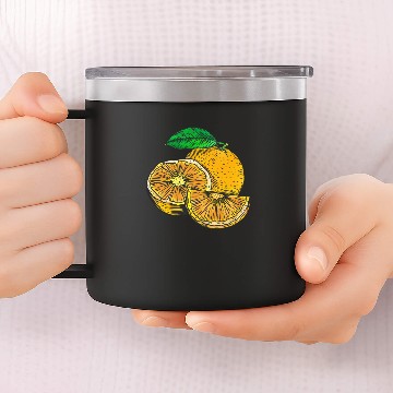 Discover Frash Orange Fruit illustration 14oz Stainless Steel Tumblers