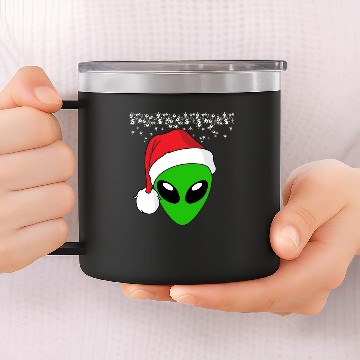 Discover Alien Christmas With Santa Hat 14oz Stainless Steel Tumblers