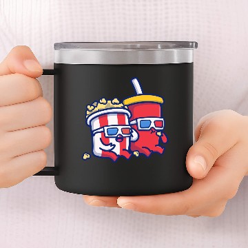Discover Popcorn Couple 14oz Stainless Steel Tumblers
