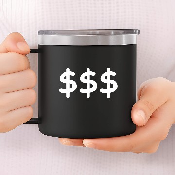 Discover Dollar $$$ white 14oz Stainless Steel Tumblers