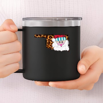 Discover Leopard Santa Oklahoma 14oz Stainless Steel Tumblers
