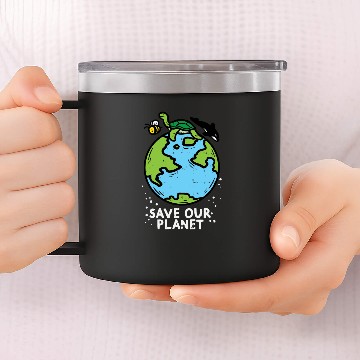 Discover Save Our Planet Bees Turtle Orca Cute Earth Day 14oz Stainless Steel Tumblers