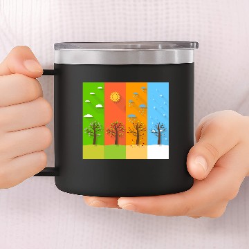 Discover Cherry tree four seasons development 14oz Stainless Steel Tumblers