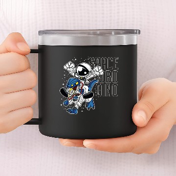 Discover Comic - Astro Dino Robot - dark 14oz Stainless Steel Tumblers