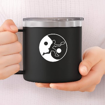 Discover Tennis Backspin Ying Yang Balance 14oz Stainless Steel Tumblers