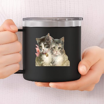 Discover Vintage Adorable Kittens 14oz Stainless Steel Tumblers