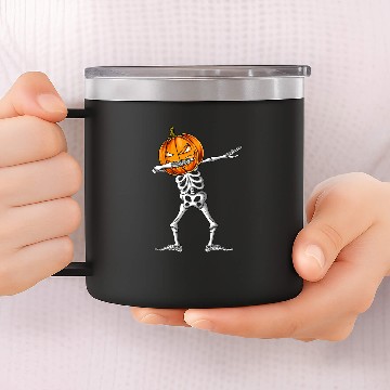 Discover Dabbing Skeleton Pumpkin Halloween Costume Men Dab 14oz Stainless Steel Tumblers