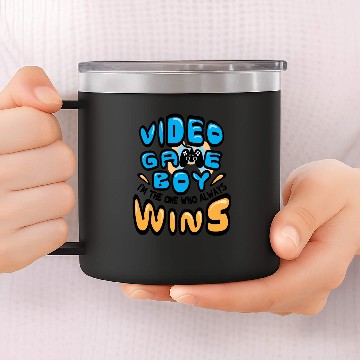 Discover Video Game Boy Always Wins 14oz Stainless Steel Tumblers