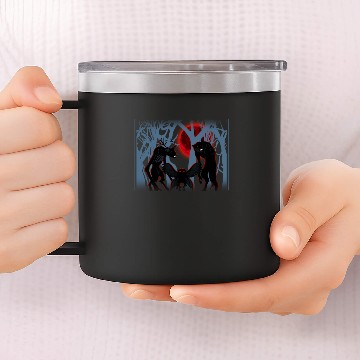 Discover Red Full Moon Cryptids Mothman in ghost forest 14oz Stainless Steel Tumblers