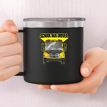 Discover School Bus Driver Driving Yellow Bus 14oz Stainless Steel Tumblers