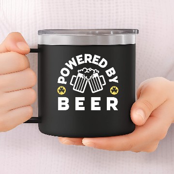 Discover Powered By Beer - Funny St Patricks Day 14oz Stainless Steel Tumblers
