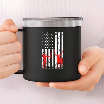 Discover Hunter Bow And Arrow USA Flag Deer Elk 14oz Stainless Steel Tumblers