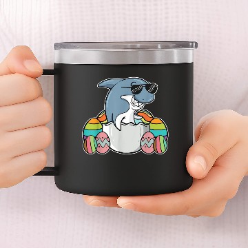 Discover Funny Shark Easter Holiday Bunny Egg Hunt Gift Id 14oz Stainless Steel Tumblers