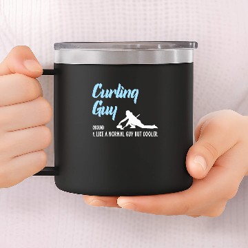 Discover curling guy 14oz Stainless Steel Tumblers
