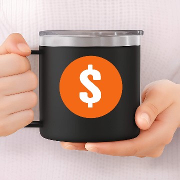 Discover dollar sign yellow circle vector design 14oz Stainless Steel Tumblers