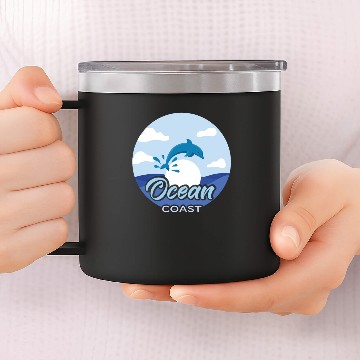 Discover Ocean Sea Environment Dolphins 14oz Stainless Steel Tumblers