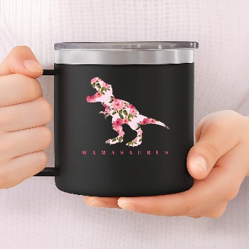Discover Mamasaurus With Cute Floral Dinosaur 14oz Stainless Steel Tumblers