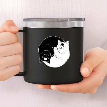 Discover Cat Ying Yang 14oz Stainless Steel Tumblers