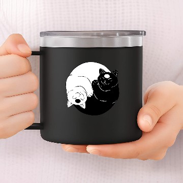 Discover Cat Ying yang 14oz Stainless Steel Tumblers