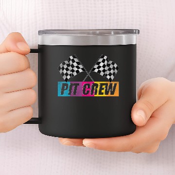 Discover Pit Crew Race Car Party Checkered Flag Car Racin 14oz Stainless Steel Tumblers