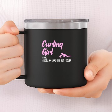 Discover curling girl 14oz Stainless Steel Tumblers