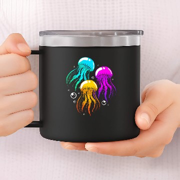 Discover Jellyfish Colorful Squad Team 14oz Stainless Steel Tumblers