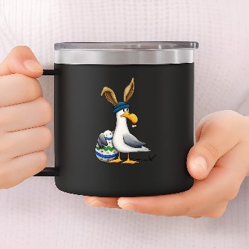 Discover Funny Easterbunny disguised Seagull Easter-Egg 14oz Stainless Steel Tumblers