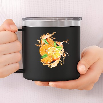 Discover Orange fruit slice splash 14oz Stainless Steel Tumblers