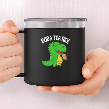 Discover Bubble Tea Dinosaur Boba Tea Rex 14oz Stainless Steel Tumblers