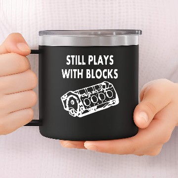 Discover Still Play with Blocks V8 Engine Muscle Car Racing 14oz Stainless Steel Tumblers