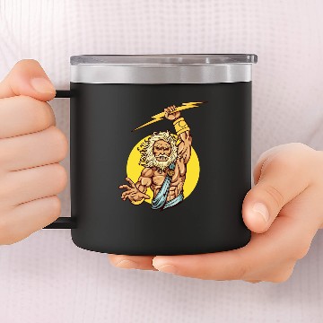 Discover Comic - God Zeus Lightning - dark 14oz Stainless Steel Tumblers