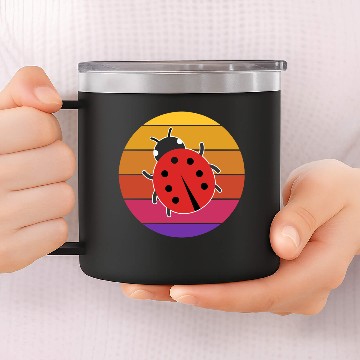 Discover Ladybug Retro Sunset Ladybug Entymology Insects 14oz Stainless Steel Tumblers