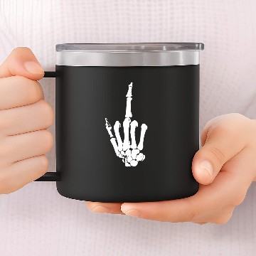 Discover Skeleton middle finger 14oz Stainless Steel Tumblers