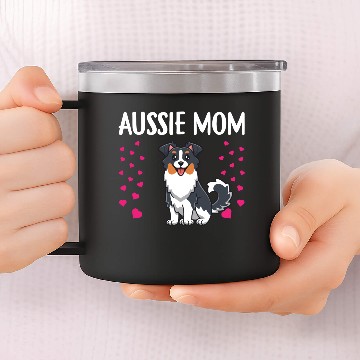 Discover Aussie Mom Funny Australian Shepherd Dog Lovers 14oz Stainless Steel Tumblers