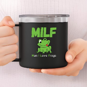 Discover MILF (Man I Love Frogs) - Cartoon Frog Winking 14oz Stainless Steel Tumblers