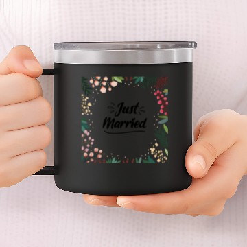 Discover Just Married Newly Weds Floral Print Pattern Gift 14oz Stainless Steel Tumblers